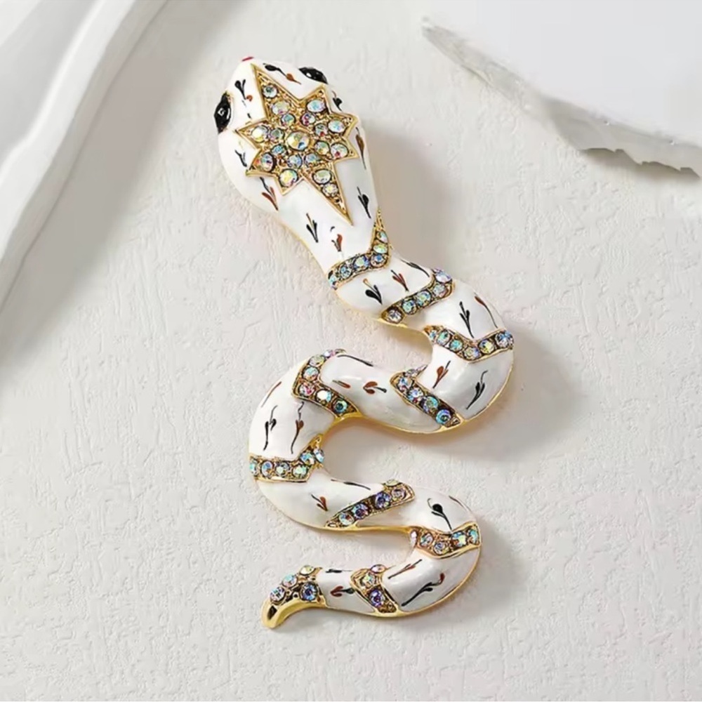 Serpenti White Gold Crystal Mystic Snake Brooch